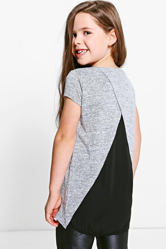 Girls Knitted Front Chiffon Back Top